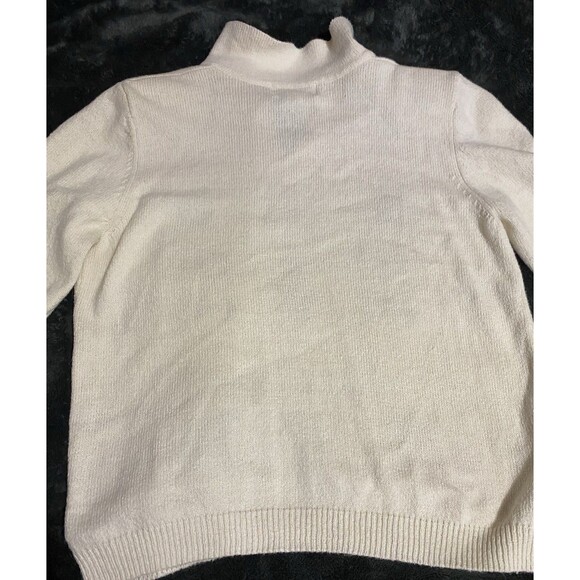 Alfred Dunner Petite PM Sweater Vintage Embroidered Floral Beaded White Cotton - Picture 13 of 13